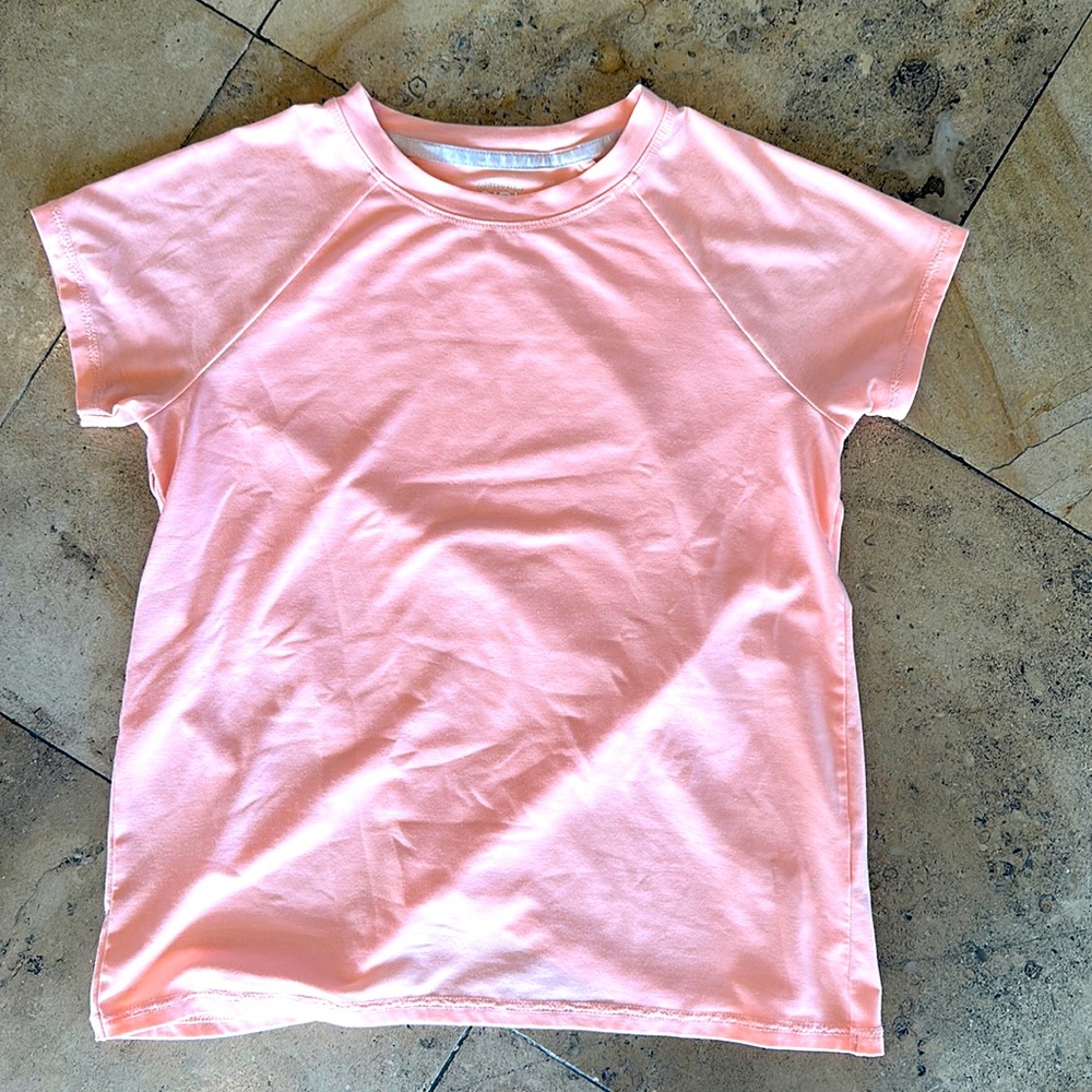 Peach Athleta Girl cross cross back t